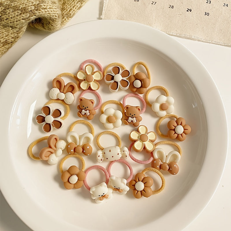 20pcs Cartoon Mini Hair Ties Set Decorative Hair Accessories Gift Girls