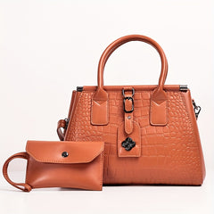 Crocodile Embossed Tote Satchel Bag With Purse For Work