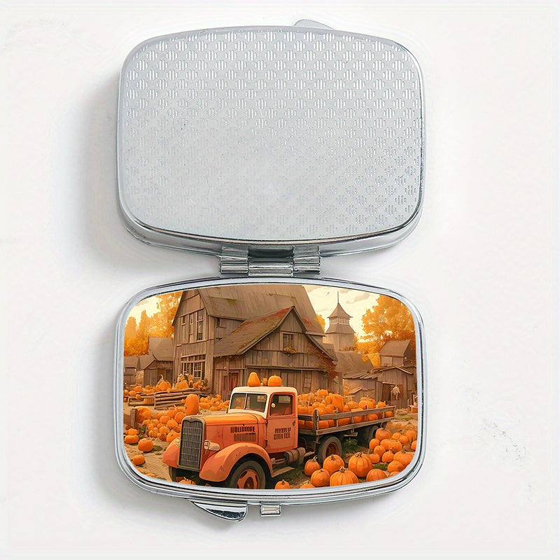 Pumpkin Pattern Printed Medicine Box Two Compartment Pill Box