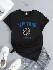 York Baseball Graphic Short Sleeve Sports T shirt Women's Activewear