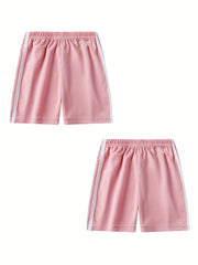Girls Active Shorts Running Shorts With Side Taping