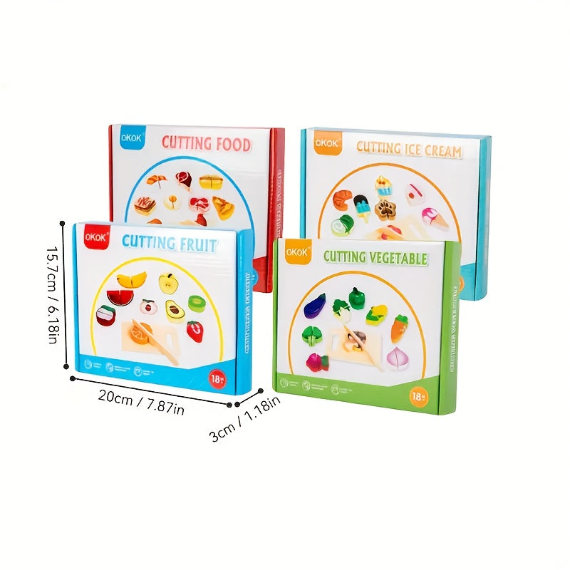 Wooden Food Cutting Set Kitchen Toy Pretend Cooking