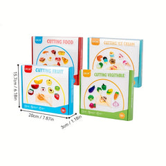Wooden Food Cutting Set Kitchen Toy Pretend Cooking