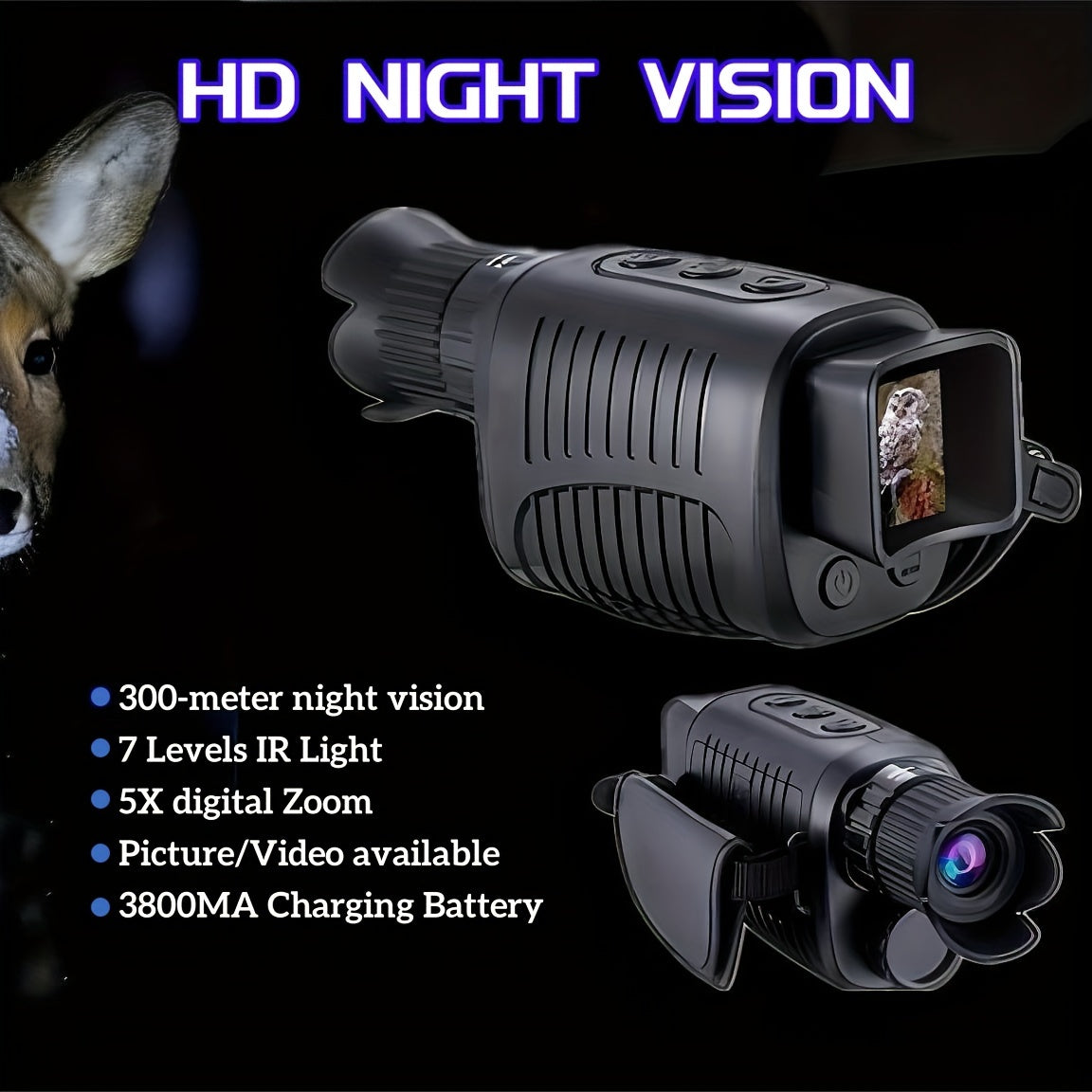 Handheld Monocular For Night Vision HD Bird Watching Hiking