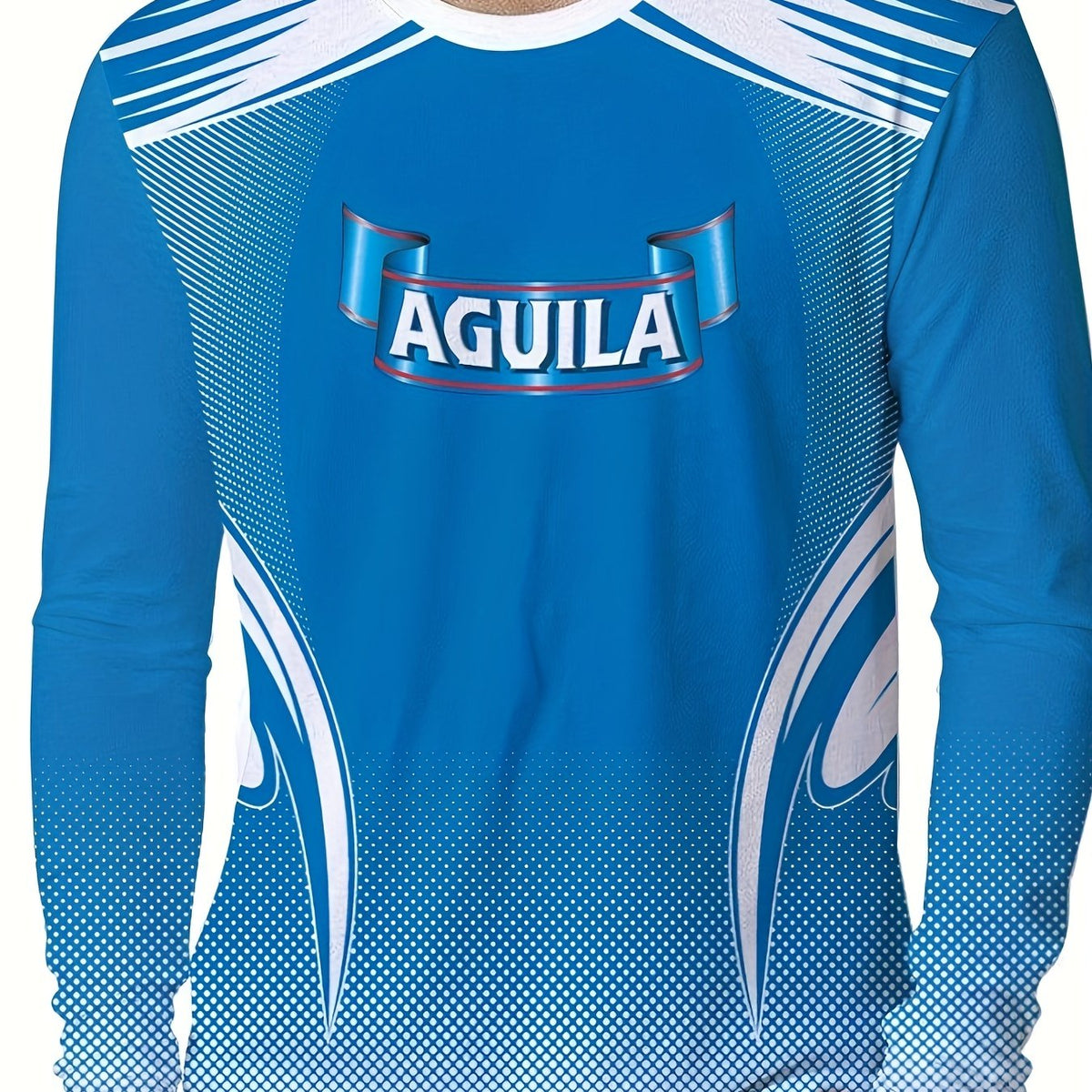 Pattern Print Men's Graphic Crew Neck Long Sleeve Active T shirt