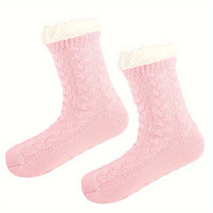 Plush Lined Knitted Socks Women's Stockings