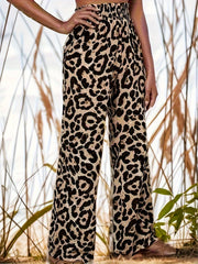  Leopard Print High Rise Wide Leg Pants