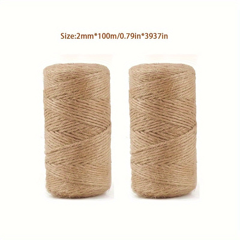 3pcs 100m Hemp Rope Hand Woven Diy Thin Rope Jute Vintage Ornament