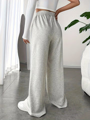  Wide Leg Trousers V waist High Rise Solid Casual Pants