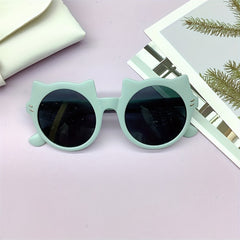 Cat Ear Shaped Round Frame Sunglasses for Boys UV Protection