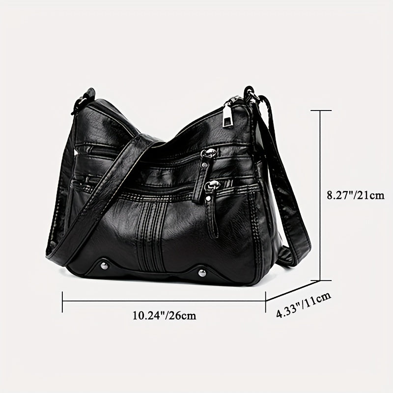 Studded Decor Crossbody Bag Women's Pocket Purse PU Leather Shoulder Bag