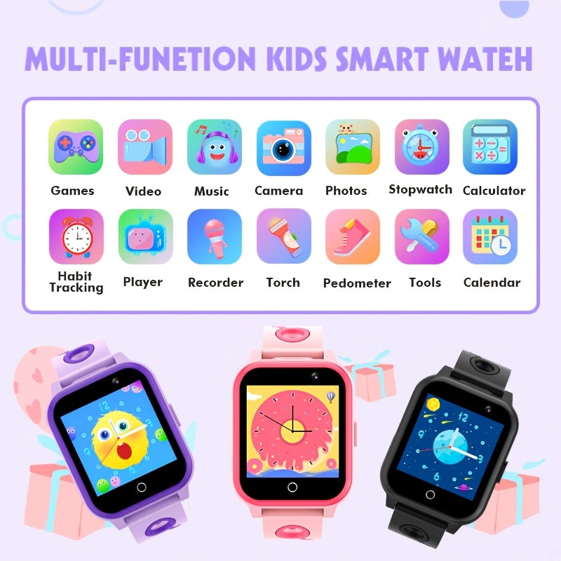 Kids Smart Watch HD Touchscreen Camera Video Player 18 Games Pedometer