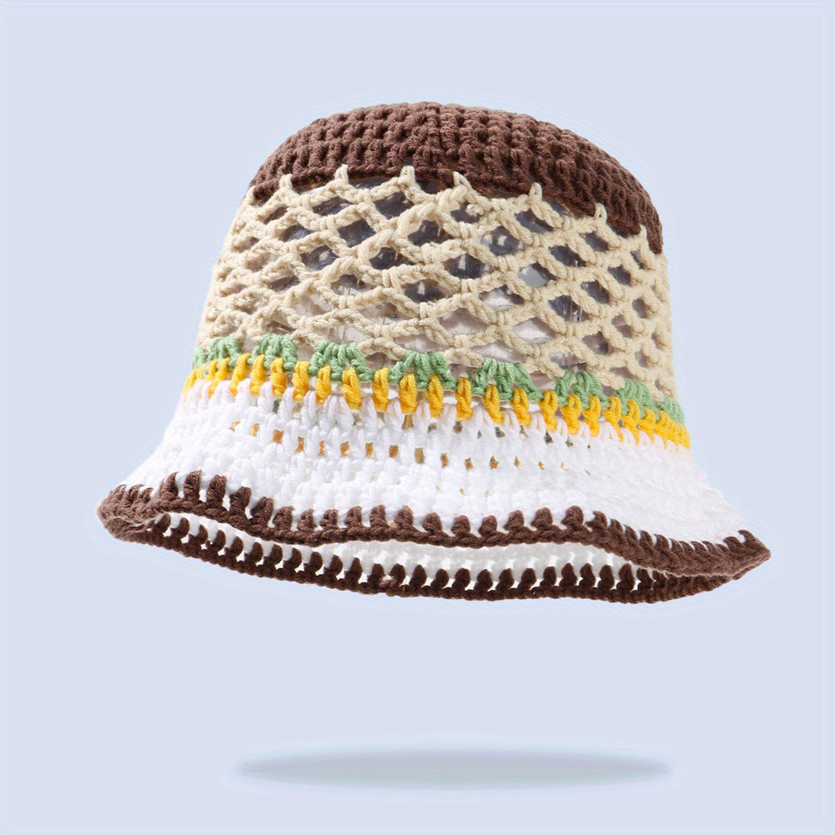Knitted Bucket Hat Casual Hollow Sun Hat Summer Sunscreen Beach Hats