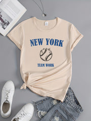 York Baseball Graphic Short Sleeve Sports T shirt Women's Activewear