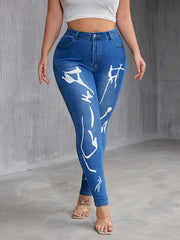  High Rise Skinny Jeans with Graphic Print