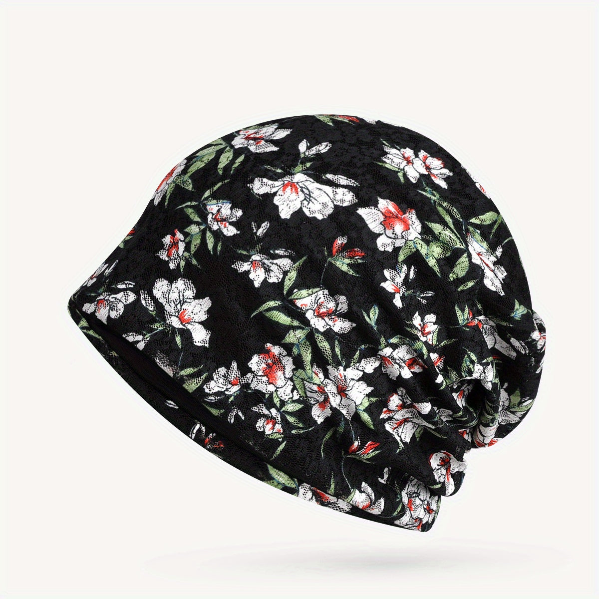 Lace Flower Beanie Cap Printed Skull Hat Lightweight Chemo Hats