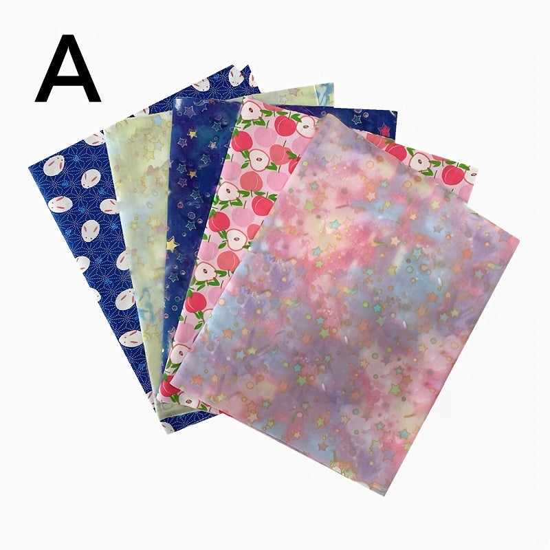 5pcs DIY Cotton Cloth Flower Print Fabric Sewing Supplies