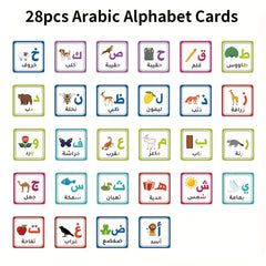 Arabic Alphabet Flashcards with Colorful Illustrations