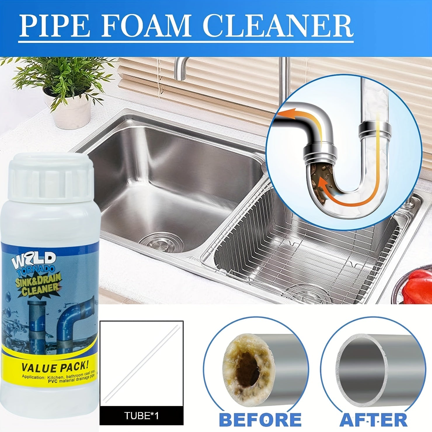 2pcs Toilet Clog Remover Foam Cleaner Drain Cleaner for Shower/Sink Drains