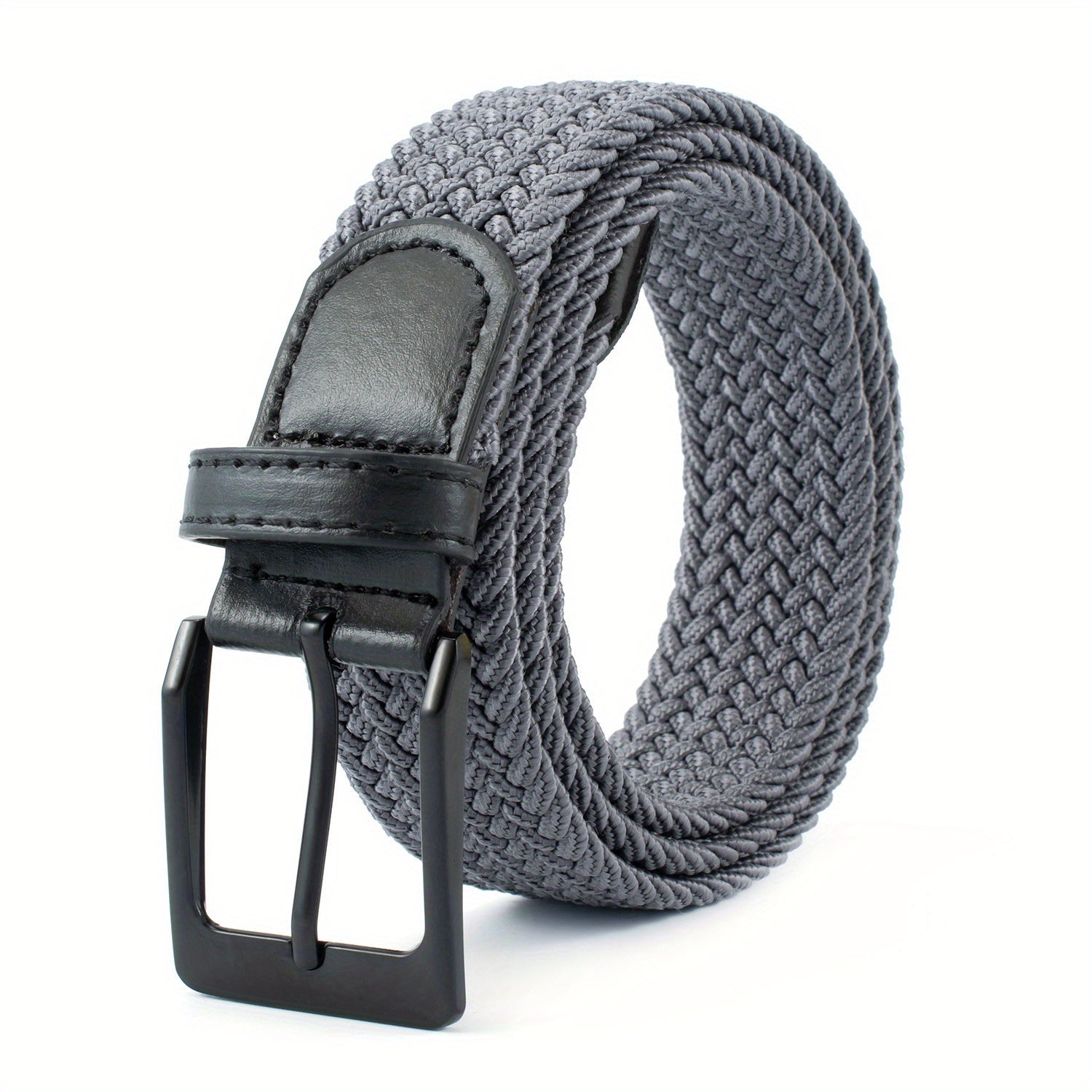 Braided Leather Belt Elastic Alloy Pin Buckle Belt