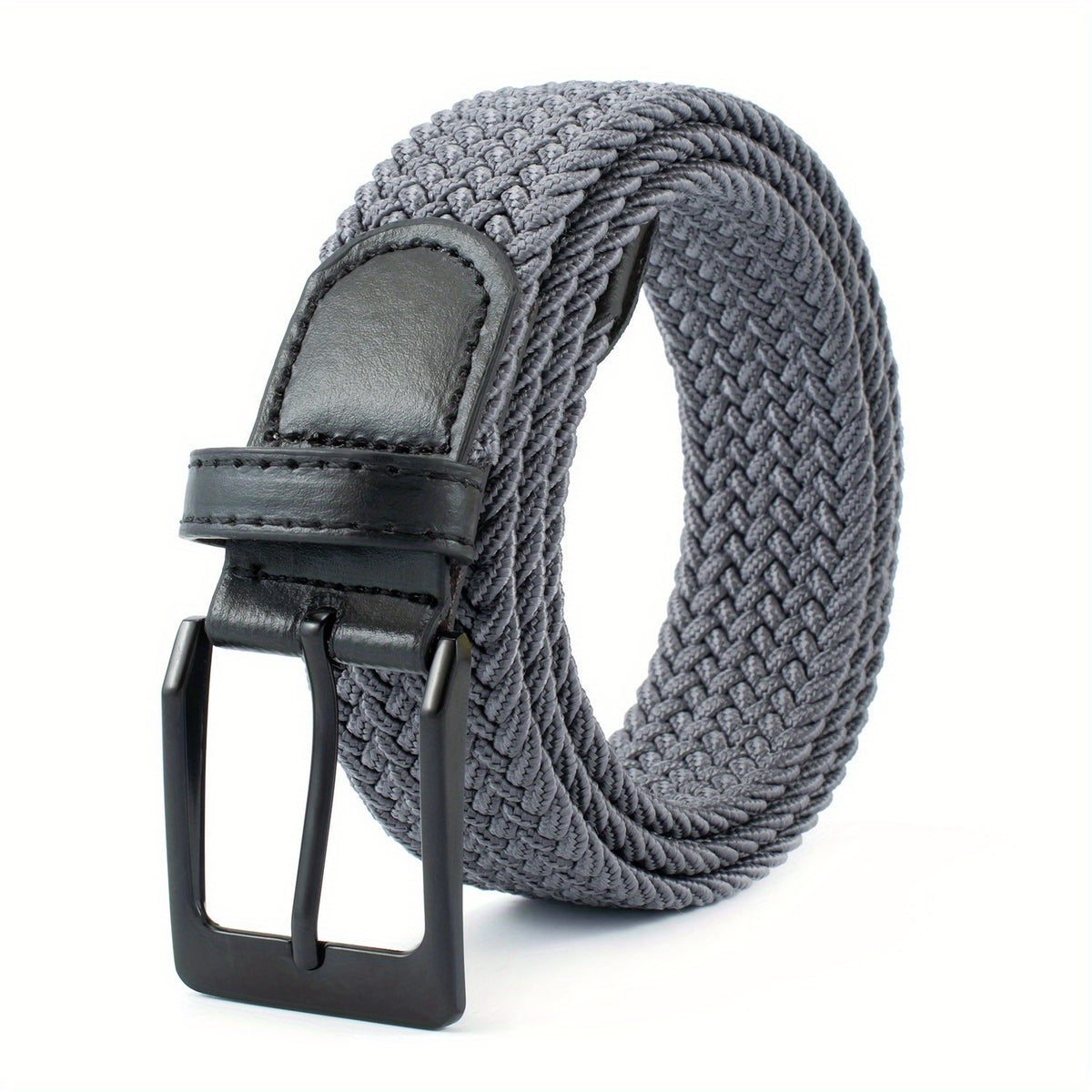 Braided Leather Belt Elastic Alloy Pin Buckle Belt