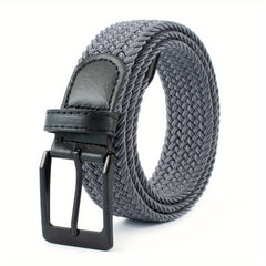 Braided Leather Belt Elastic Alloy Pin Buckle Belt