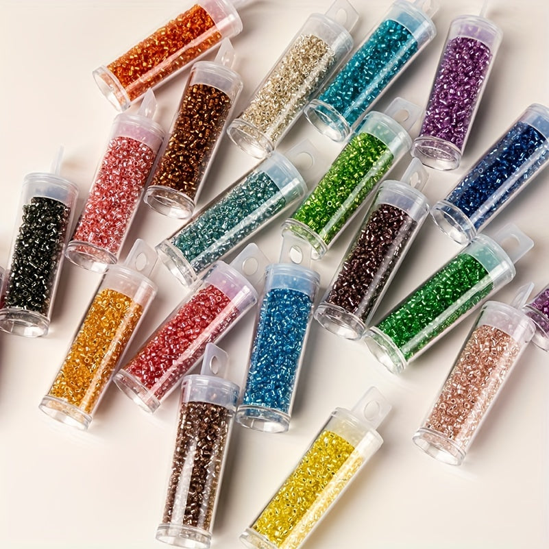 1200pcs 2MM Boho Glass Seed Beads Sliver Lined Multiple Colors