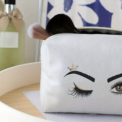 Crown Eyes Pattern Cosmetic Bag Women Toiletry Makeup Brush Zipper Pouch