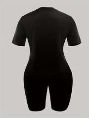2pcs Summer Sports Suits Letter Graphic Short Sleeve T shirts & Shorts