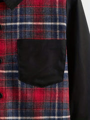 Boys Block Plaid Shirts Long Sleeve Button Down Tops Spring Fall Outwear