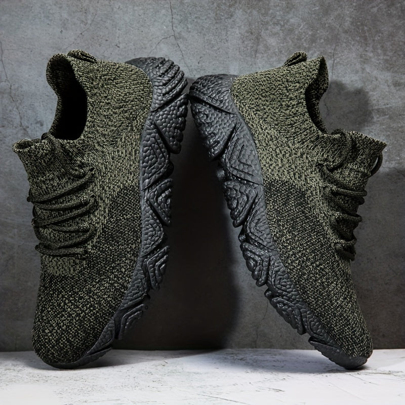 Men's Breathable Woven Knit Cushioned Shoes Lightweight Outdoor Sneakers