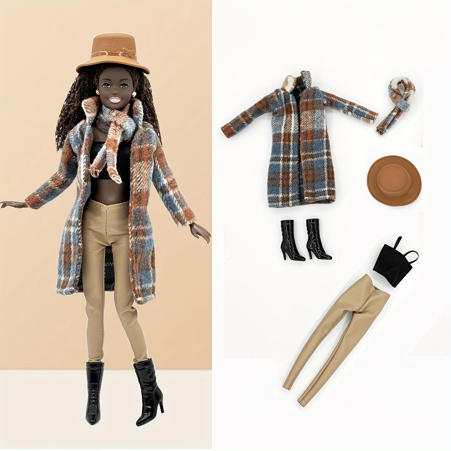11.5 Inch Doll Outfit Set with Coat, Pants, Accessories, Hat, Boots