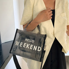 Transparent Mesh PVC Crossbody Bag Large Capacity Jelly Bag