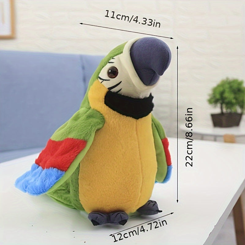 Parrot Plush Toy with Wing Flapping and Recording Feature