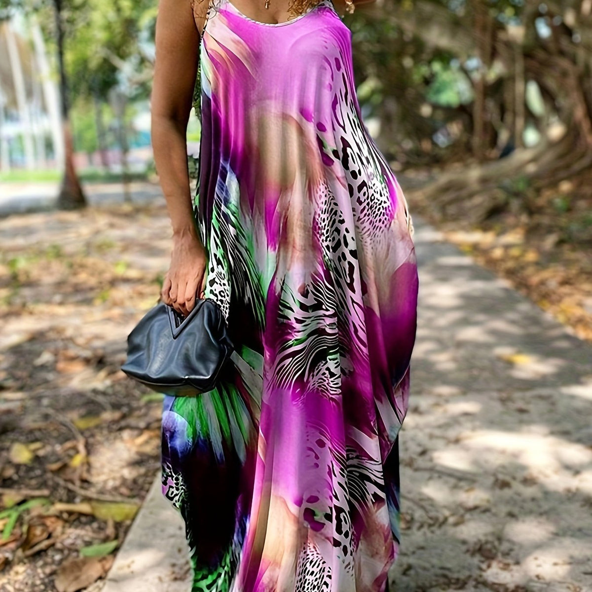  Boho Dress Women's Plus Leopard Print Deep V Neck Maxi Dress