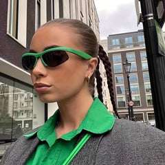Y2K Semi Rimless Sunglasses Hip Hop Block Anti Glare UV400