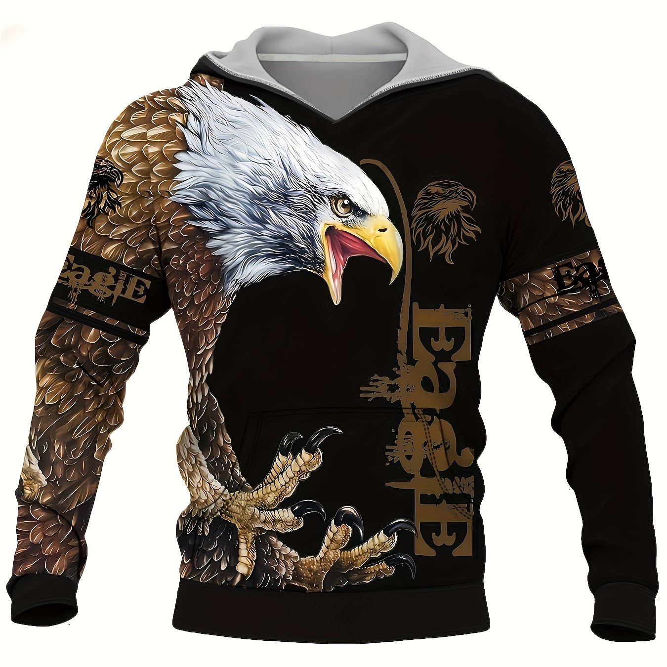 Men's Eagle Print Hoodie Graphic Sweatshirt Pullover