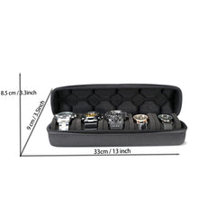 5 Slots Hard Watch Travel Case with Anti-move Watch Pillow