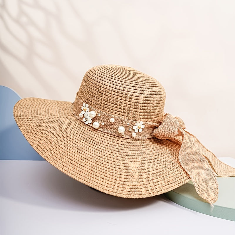 Wide Brim Straw Hat Sunshade Chain Decoration Gift For Her