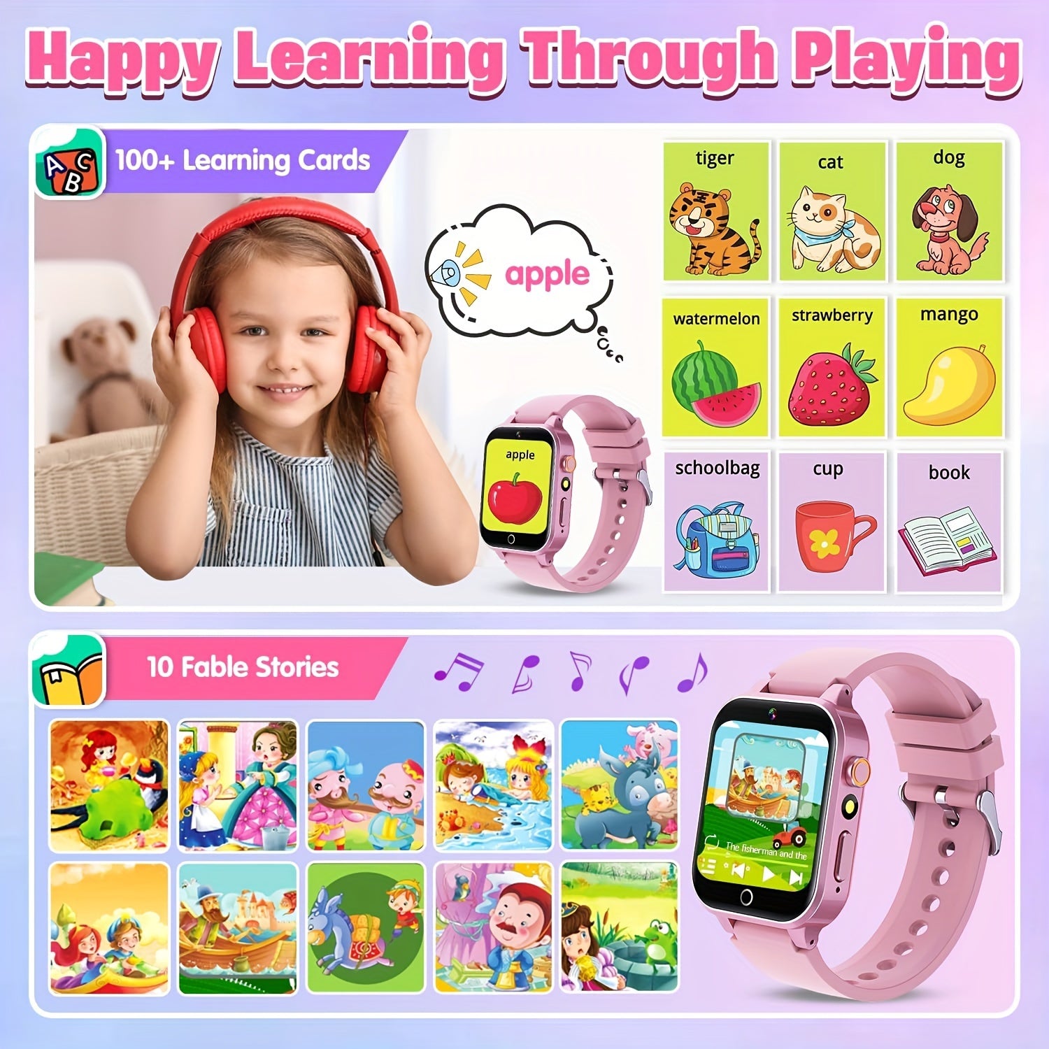 Youngsters Smart Watch with Games Camera Music Player Pedometer Flashlight
