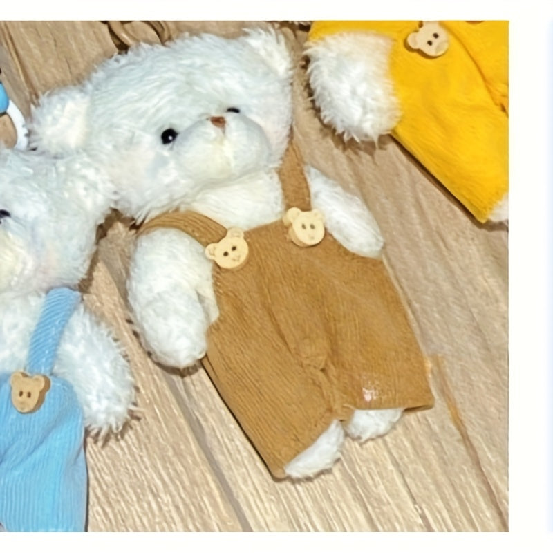 2pcs Plush Teddy Bear Suspenders Keychain Charms Mixed Colors for Backpacks