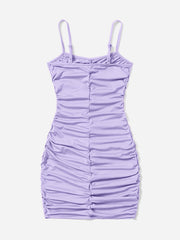  Sexy Summer Dress Women's Plus Solid Ruched Cami Dress