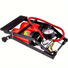 Dual Tube High Pressure Foot Pump with Gauge for Balloon Basketball