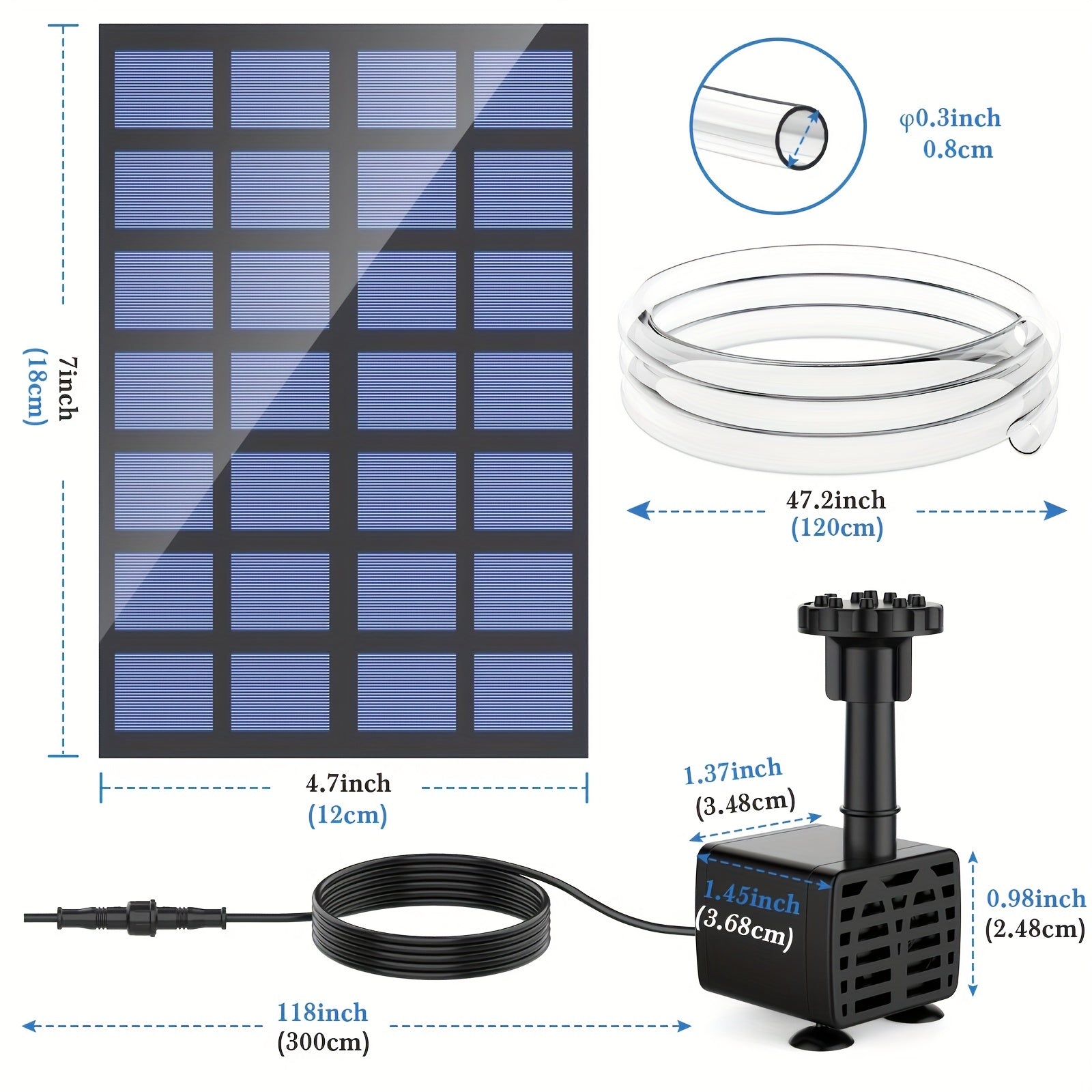 Solar Bird Bath Fountain Pump 1.5W with Solar Panel & 6 Nozzles