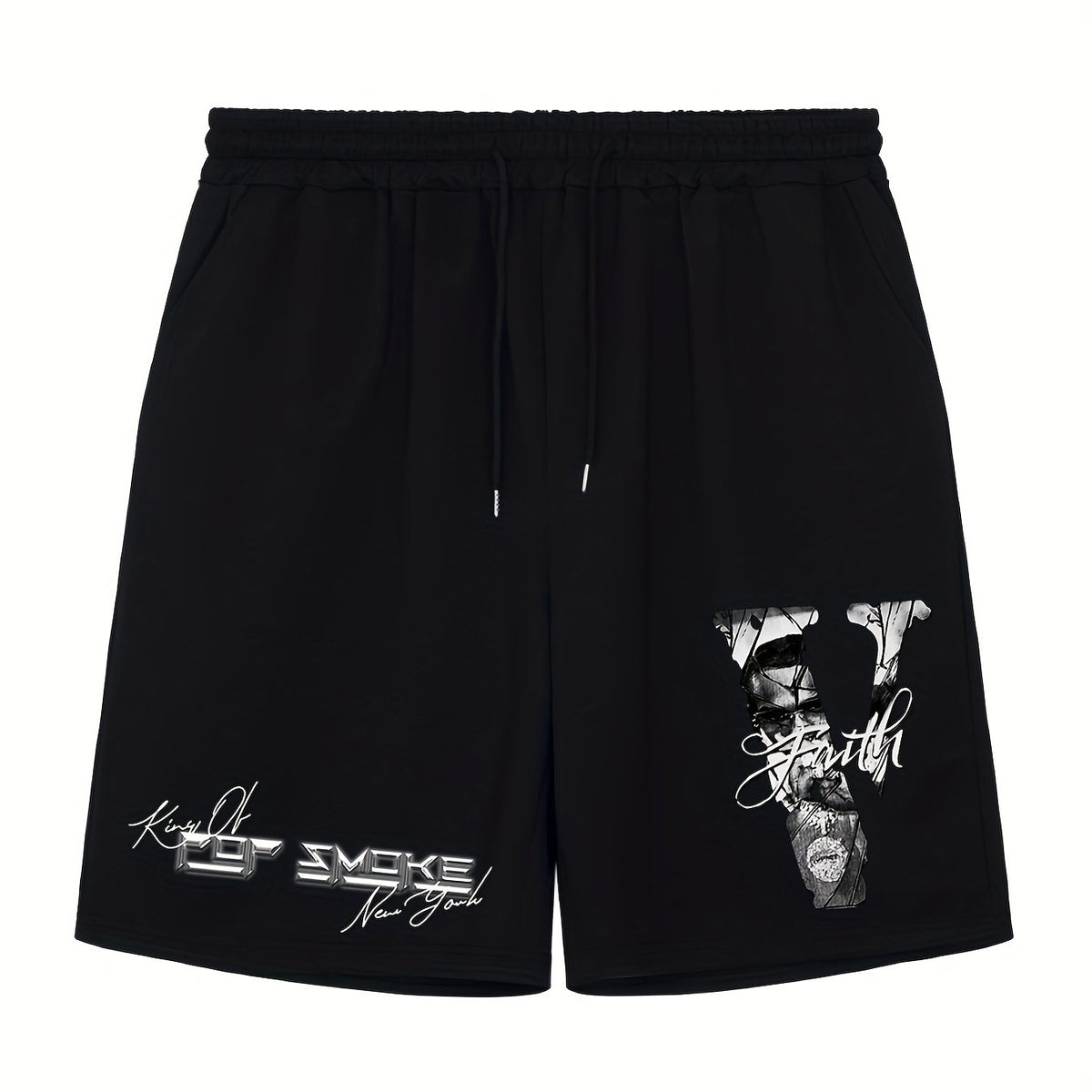 King Of York Men's Comfy Solid Elastic Waist Shorts