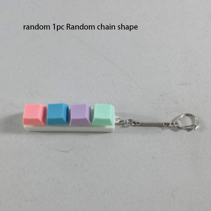 Key Fidget Keychain Multicolor Relax Toy w/ Metallic Ring