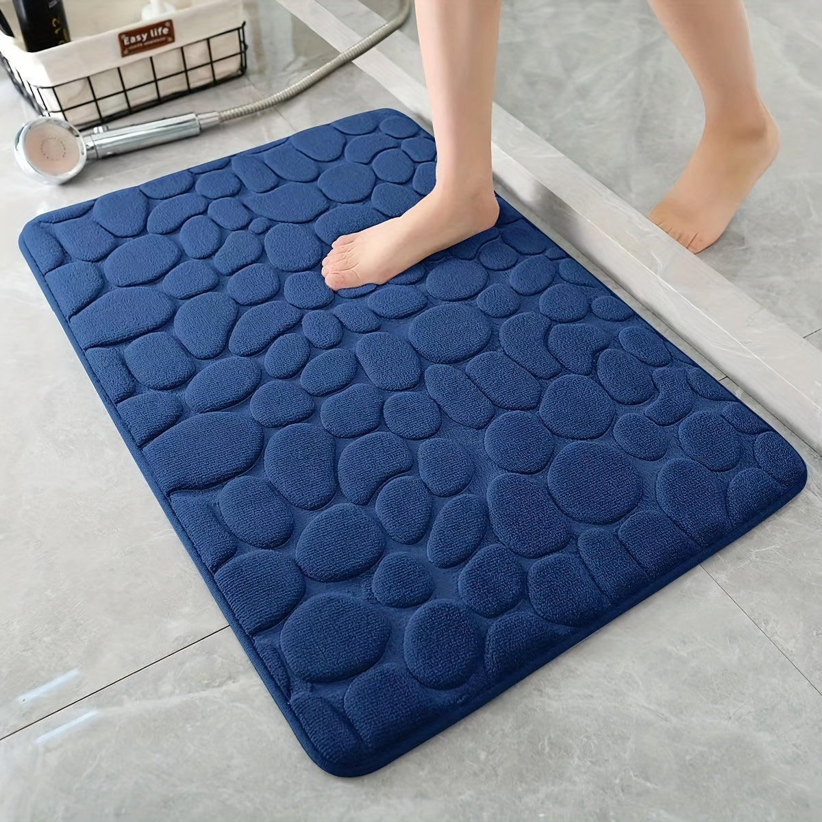 Memory Foam Bath Mat Cobblestone Water Absorbent Non Slip