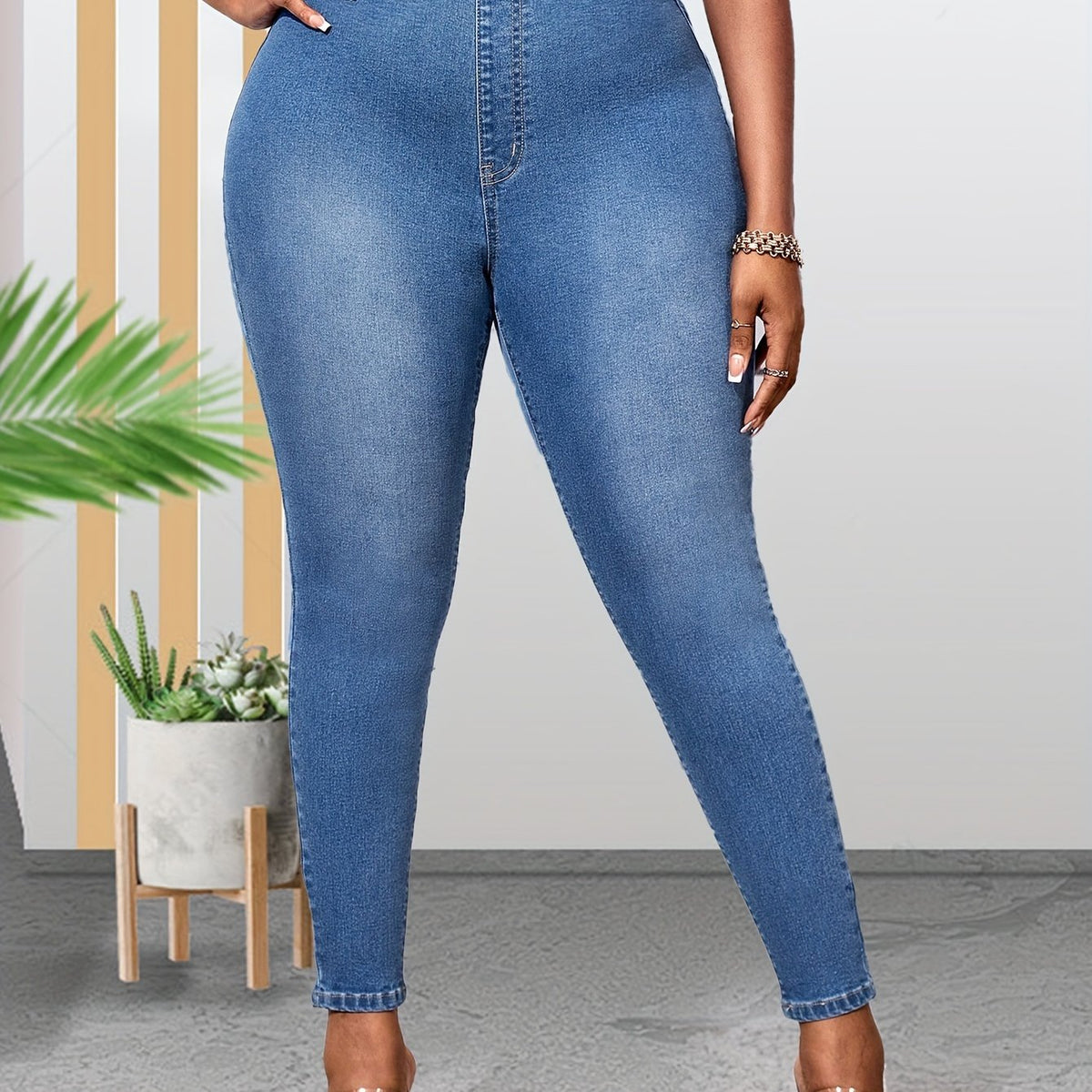  Colorblock High Stretch Skinny Jeans