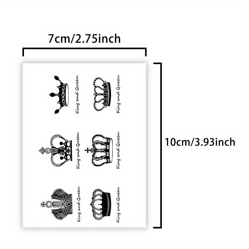 Waterproof Temporary Crown Tattoos 6 Unique Designs Realistic Non Reflective Ink