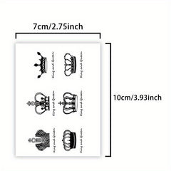 Waterproof Temporary Crown Tattoos 6 Unique Designs Realistic Non Reflective Ink